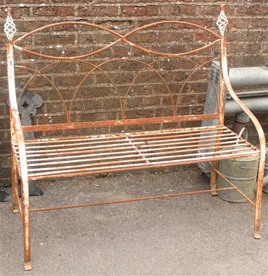 White painted iron bench